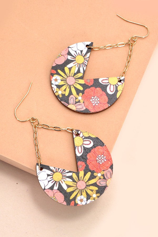 Wooden Flower Power Dangle