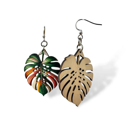 Monstera Leaf - Lasercut Wooden Jewelry