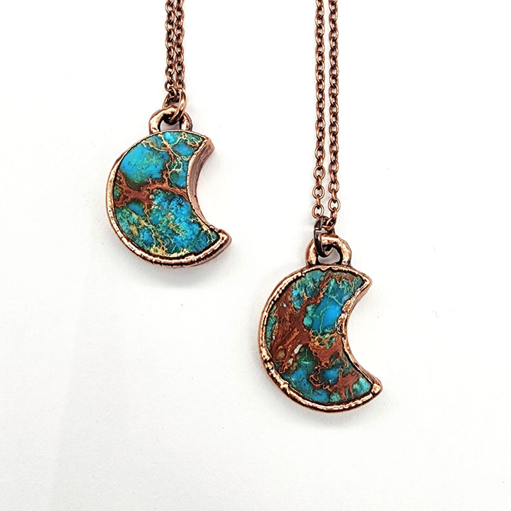Petite Blue Sea Sediment Moon Necklace