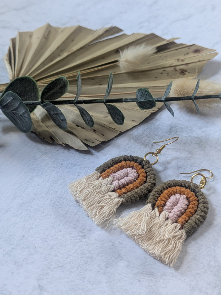 Fall Rainbow Macrame Earrings