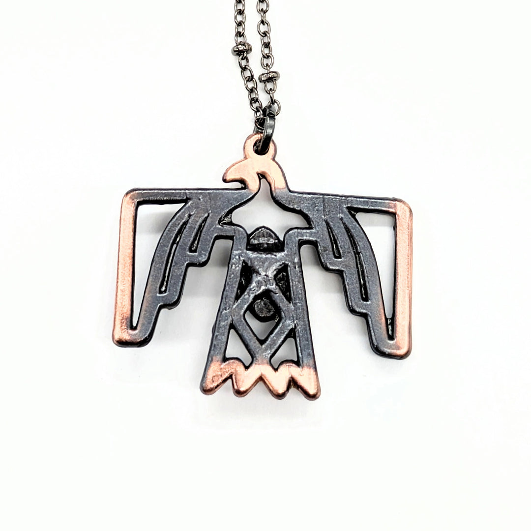 Gunmetal Thunderbird With Turquoise Necklace