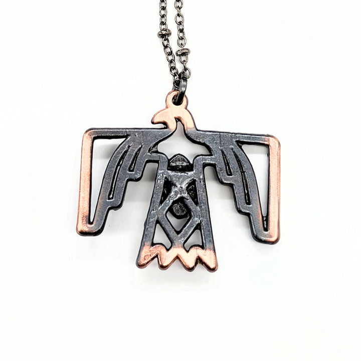 Gunmetal Thunderbird With Turquoise Necklace