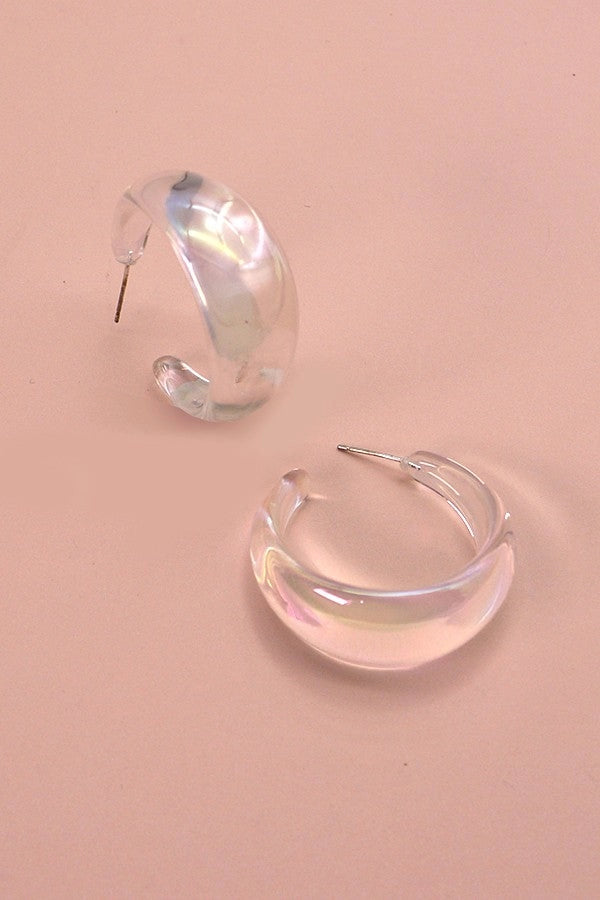 Iridescent Round Hoop Earrings