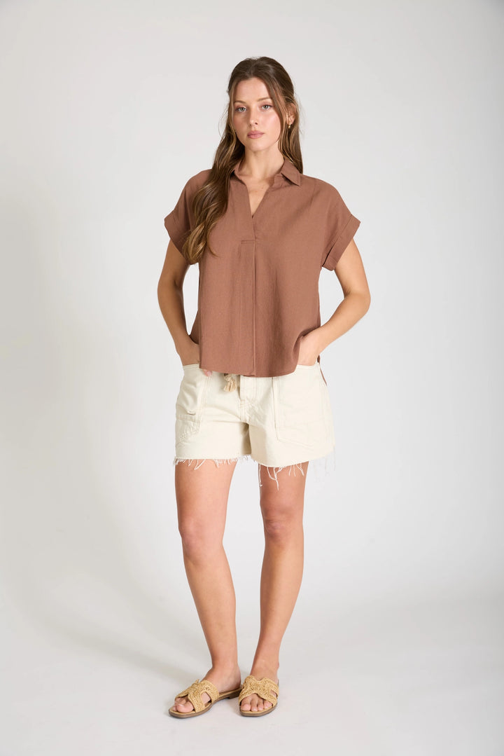 Collared Short Sleeve Top