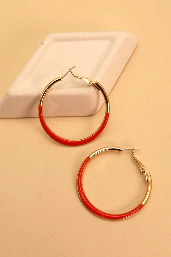 Orange Epoxy Dipped Hoops
