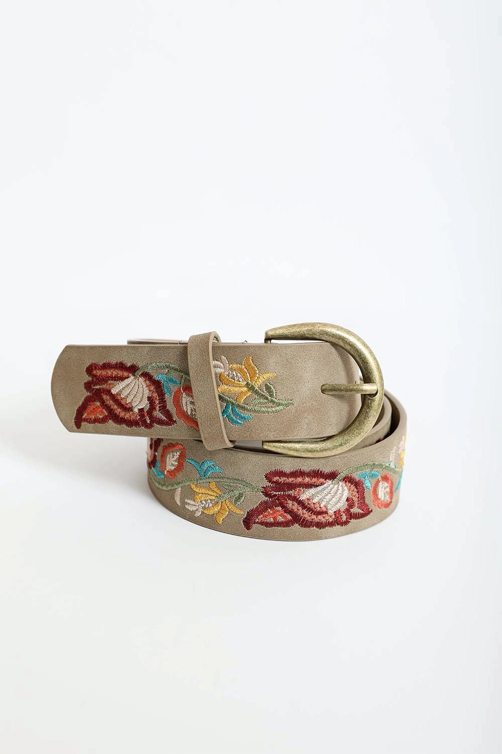 Floral Embroidered  Vegan Belt