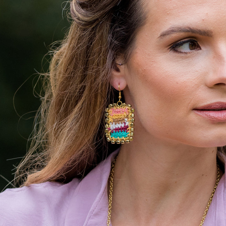 Sachi Woven Rectangle Earrings