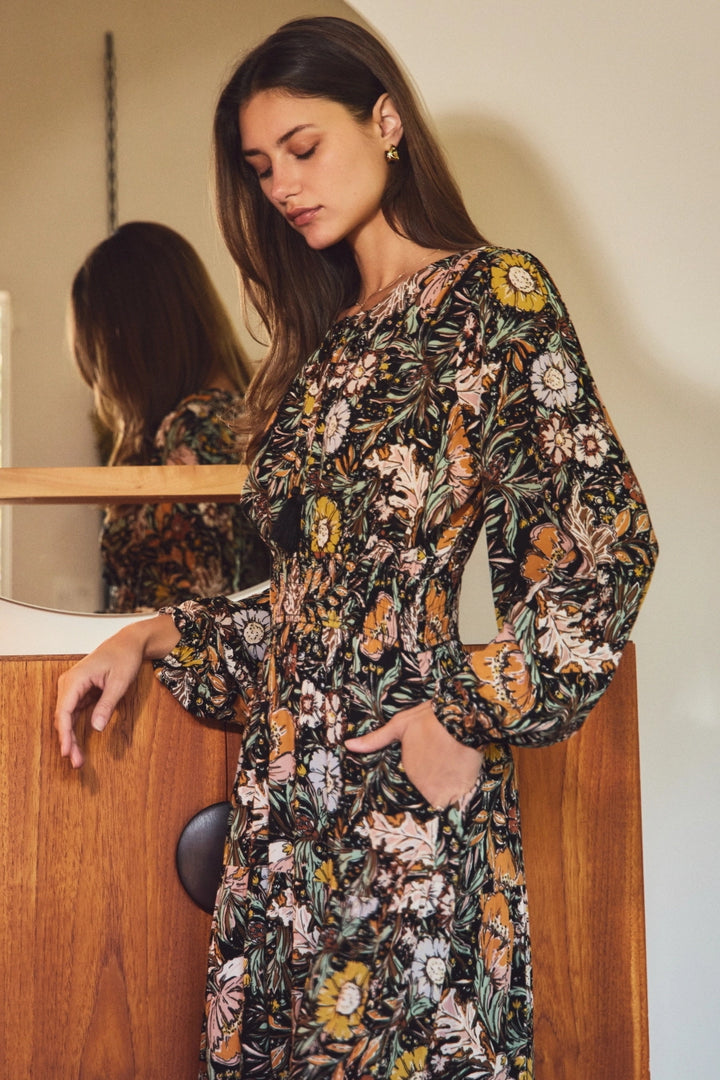 Longsleeve Floral Midi Dress