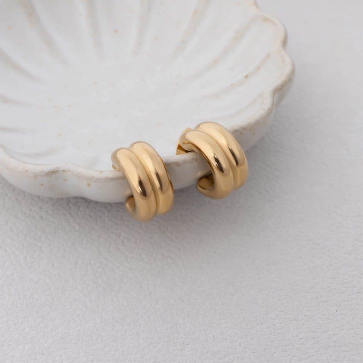 Double Hoop Huggie Studs