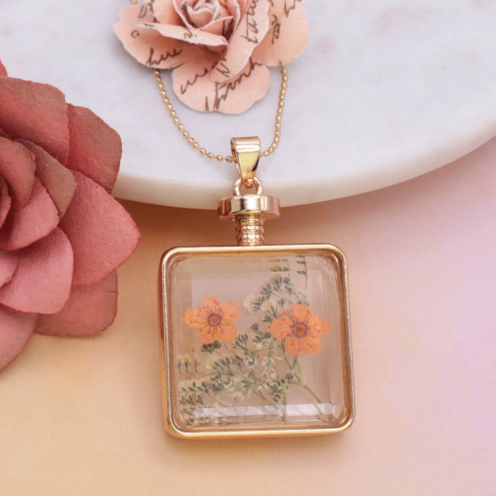 Dried Flowers In Bottle Necklace