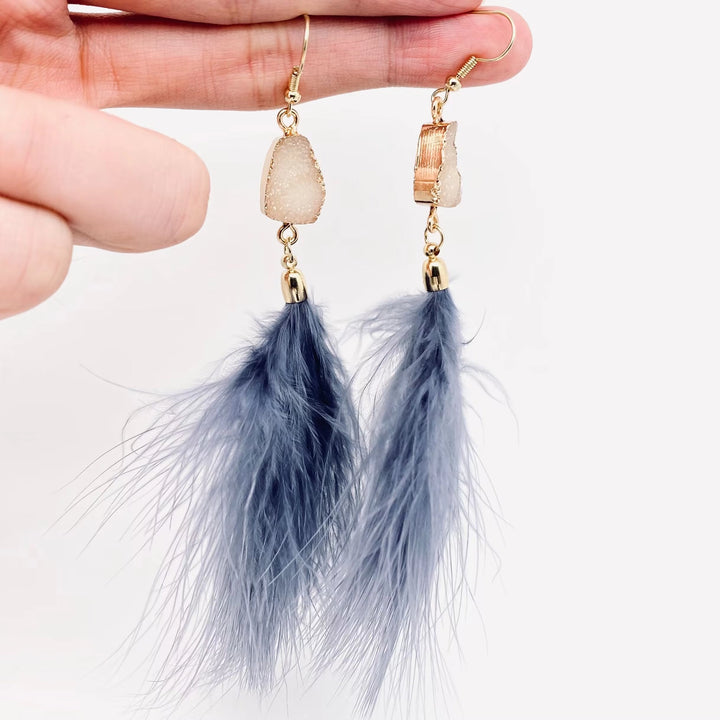 Feather + Stone Dangles