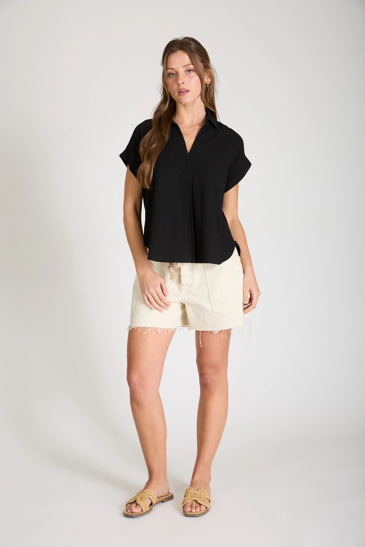 Collared Short Sleeve Top