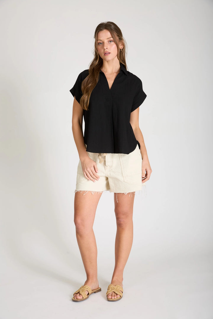 Collared Short Sleeve Top