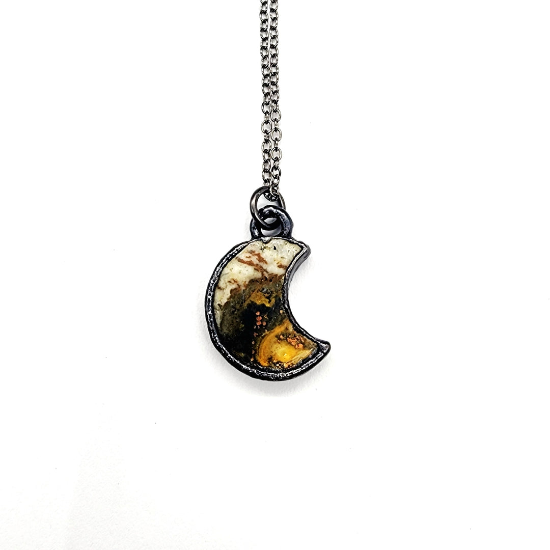 Petite Bumblebee Jasper Moon Necklace