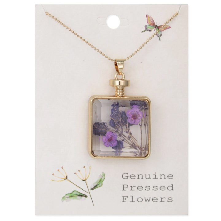 Dried Flowers In Bottle Necklace