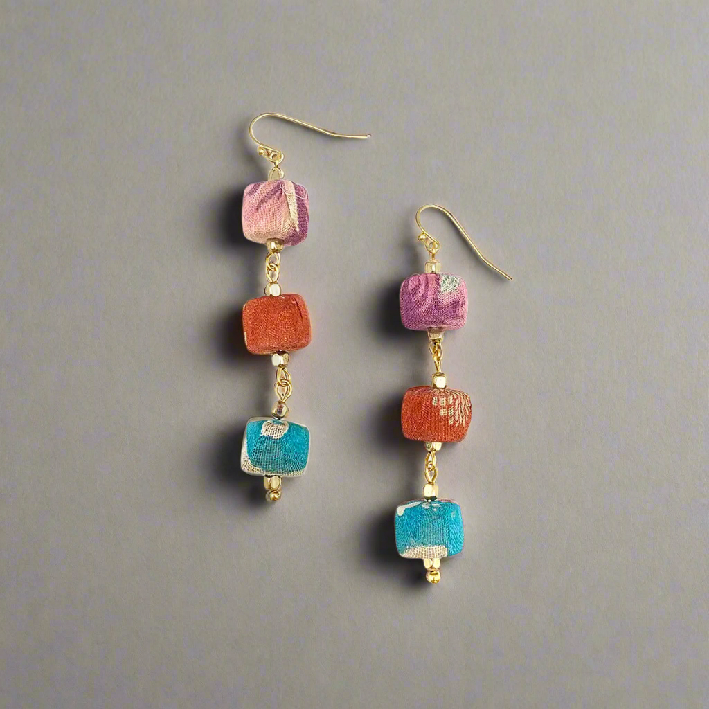 Aasha Rounded Square Beads Earrings