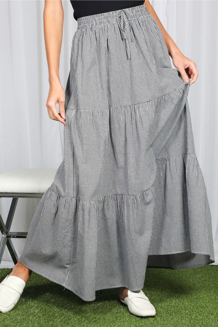Cotton Gingham Maxi Skirt
