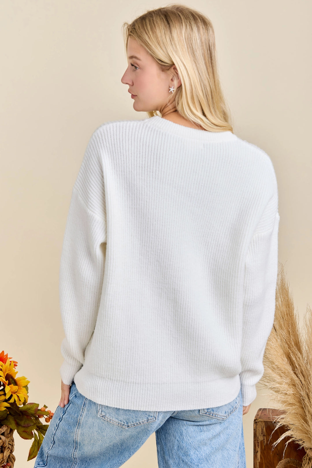Hello Pumpkin Embroidered Sweater