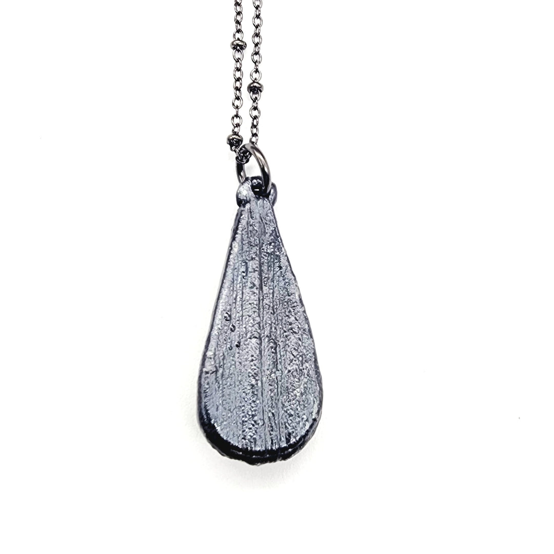 Gunmetal Rose Quartz + Hearts Necklace