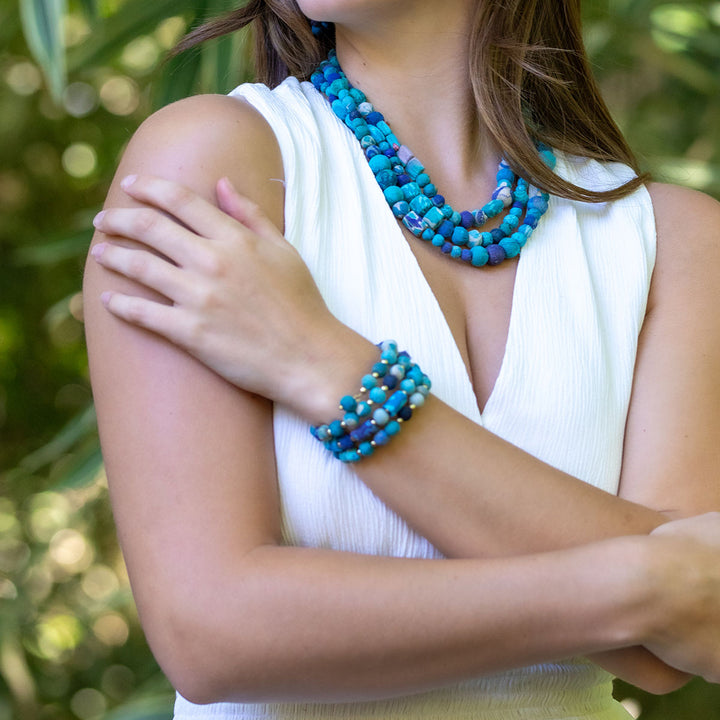 Aasha Color Coil Bracelet - Aqua