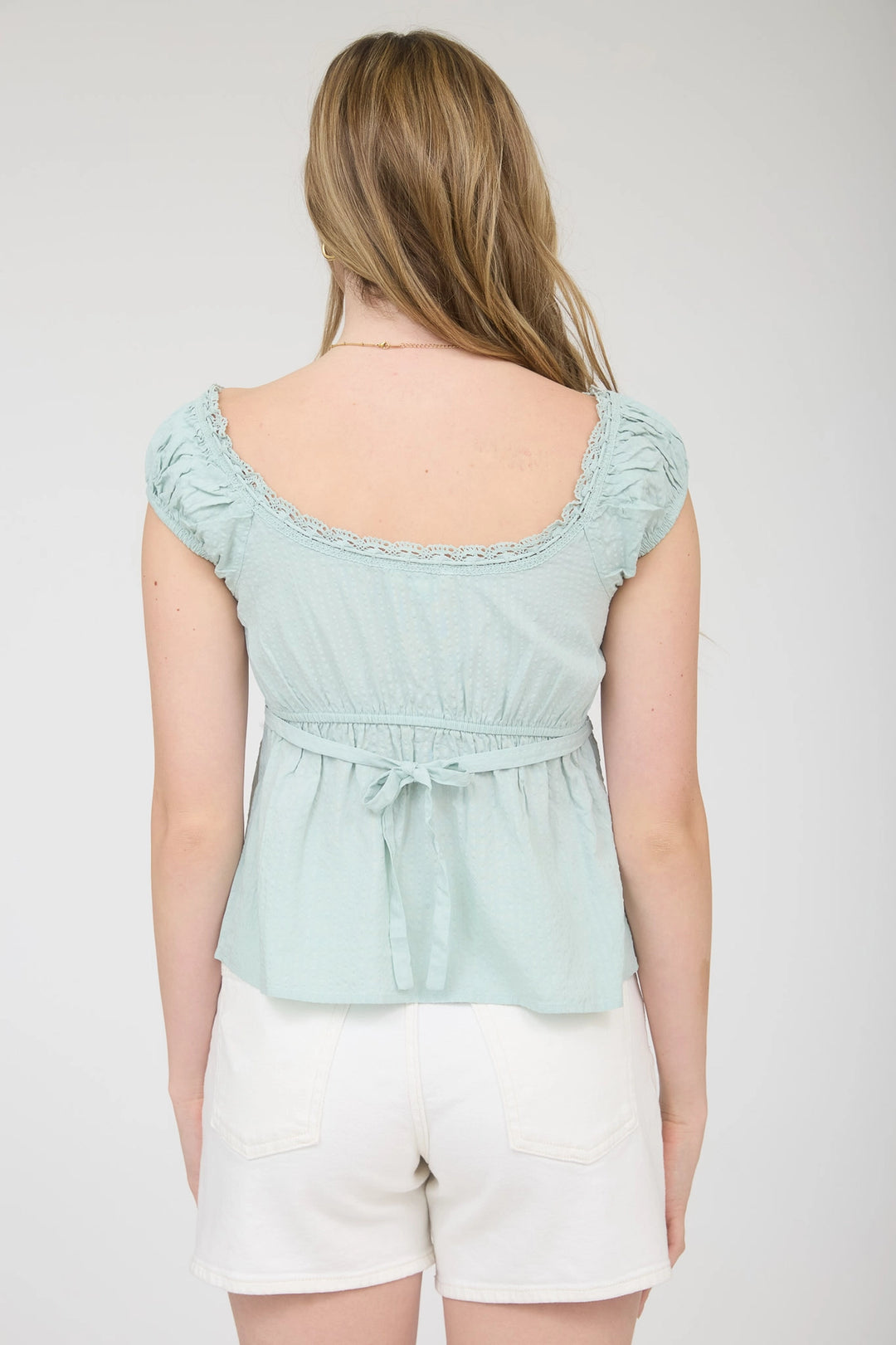 Stripe Lace Short Sleeve Top