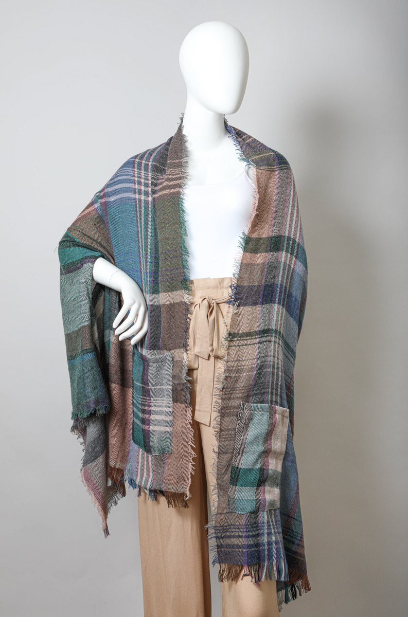 Plaid Pocketed Ruana