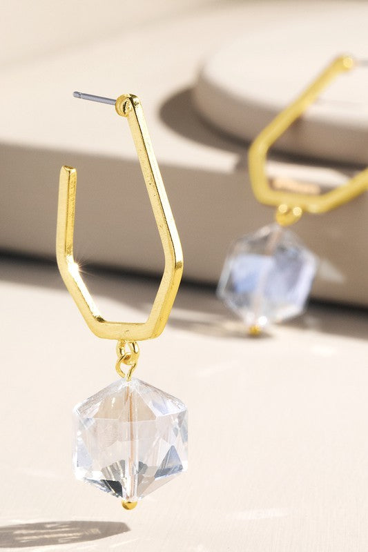 Hexagon Stone Drop Dangle