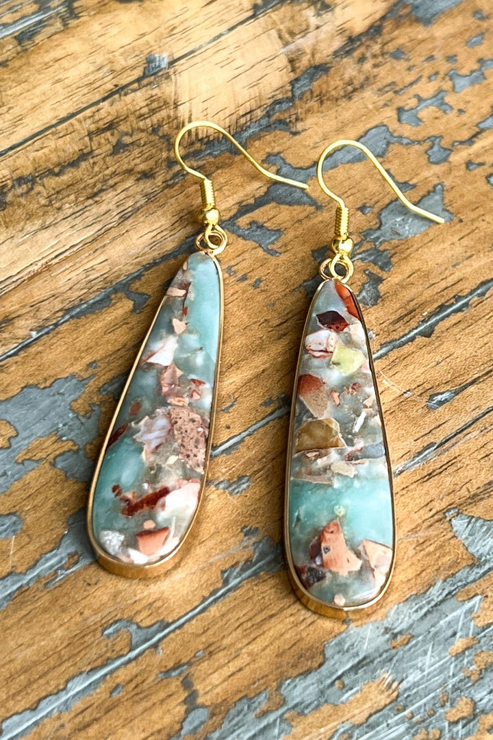Mixed Stone Skinny Teardrop Dangle