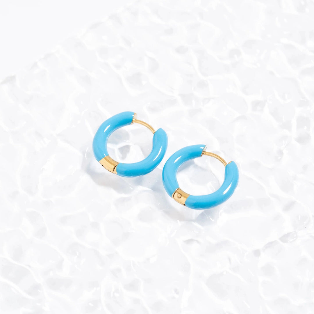 Blue Wonder Huggie Hoops