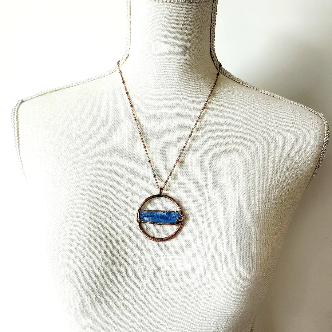 Blue Kyanite Halo Necklace