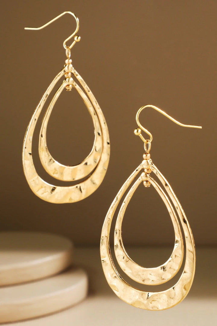Nested Hammered Teardrop Earrings