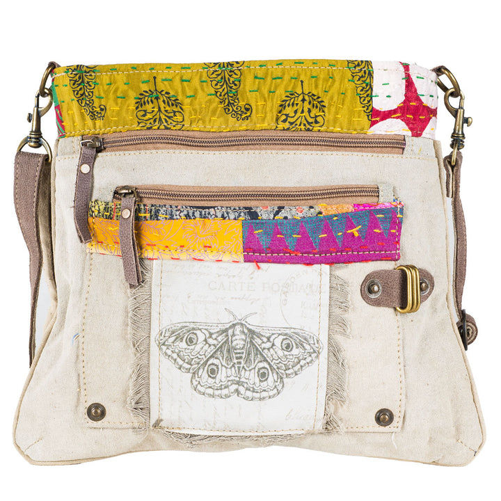 'Moth + Kantha'  Repurposed Canvas Shoulder Bag