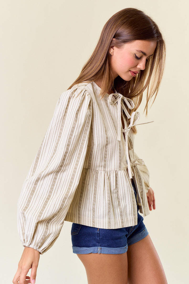 Tribal Striped Corduroy Long Sleeve