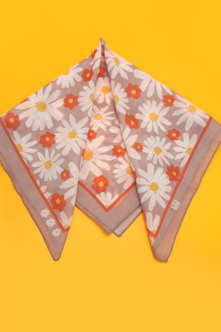 Orange Accent Daisy Scarf