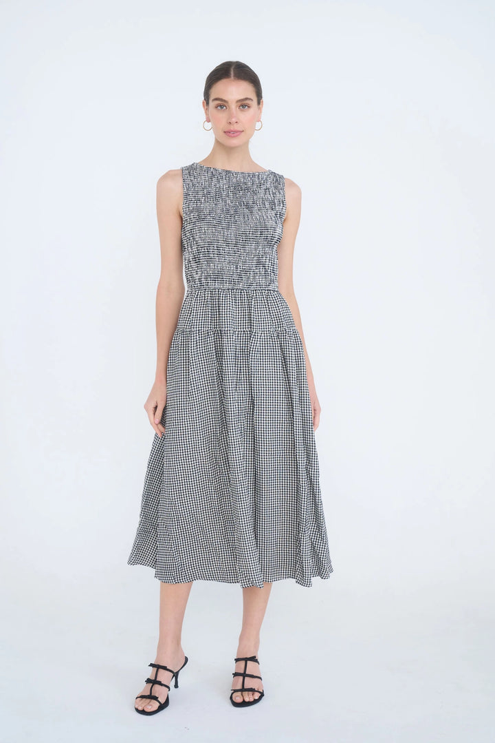 Smocked Top Gingham Dress