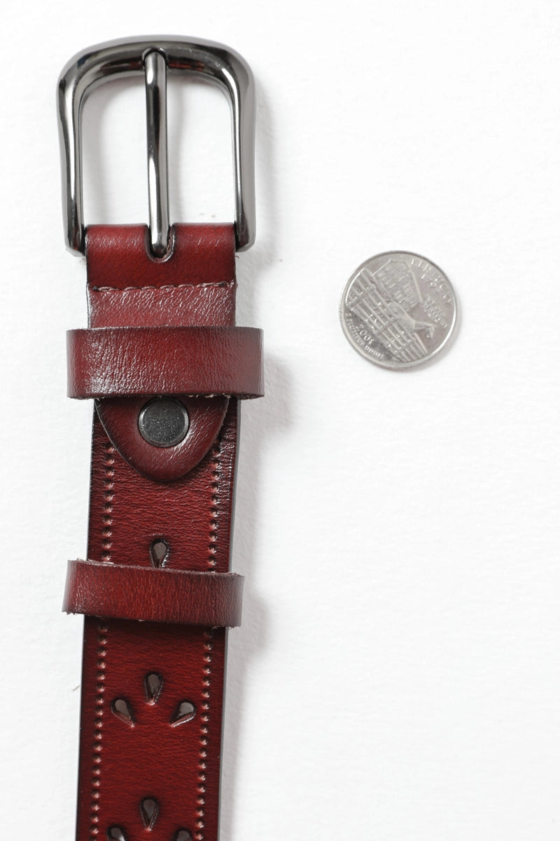 Petal Punch Out Leather Belt