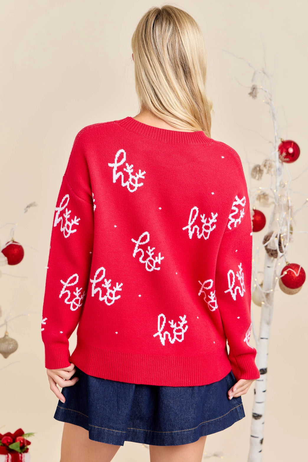 'Ho Ho Ho' Pearl Knit Sweater