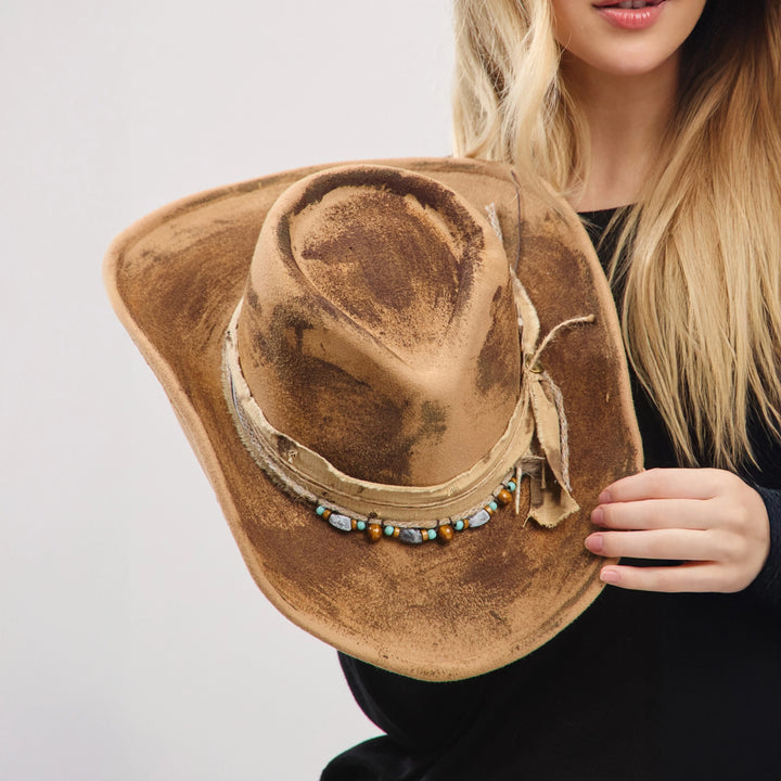 Rustic Fedora + Cowboy Hat - Tan