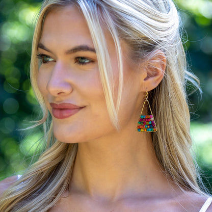 Aasha Small Beaded Triangle Earrings