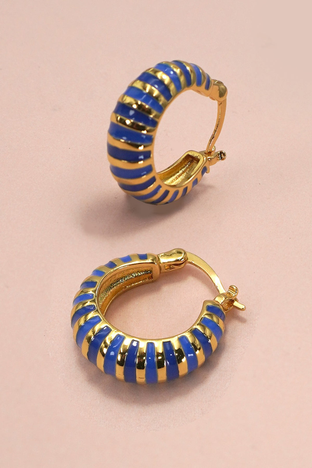 Ceramic Stripe Huggie Hoops