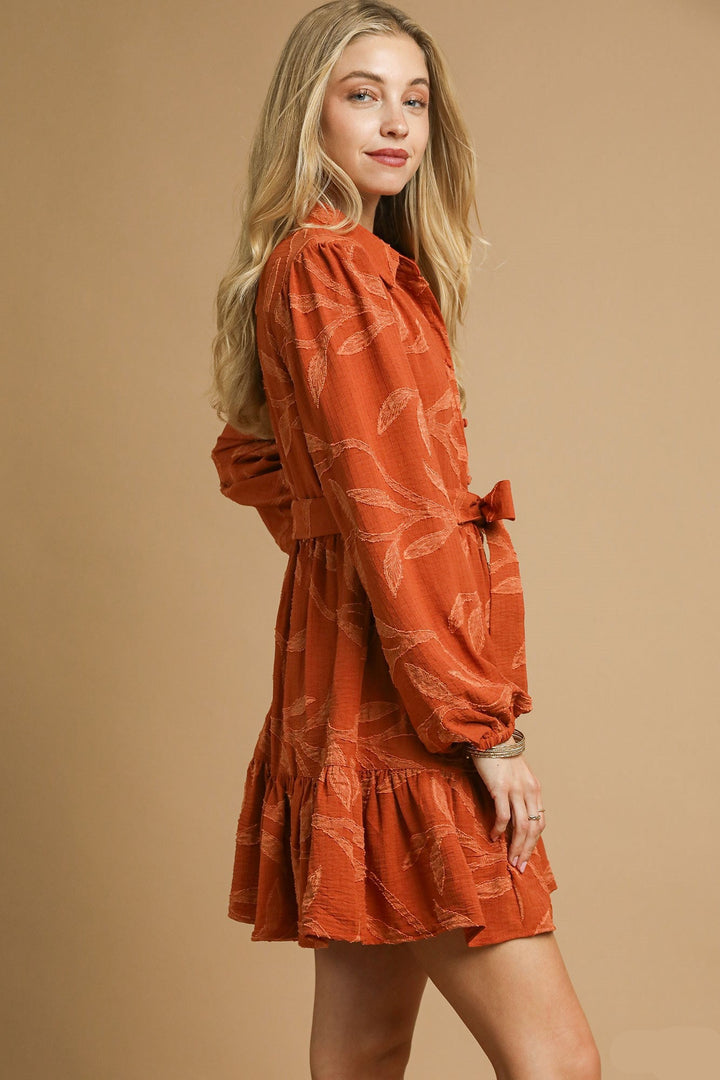 Jacquard Tie Waist Dress