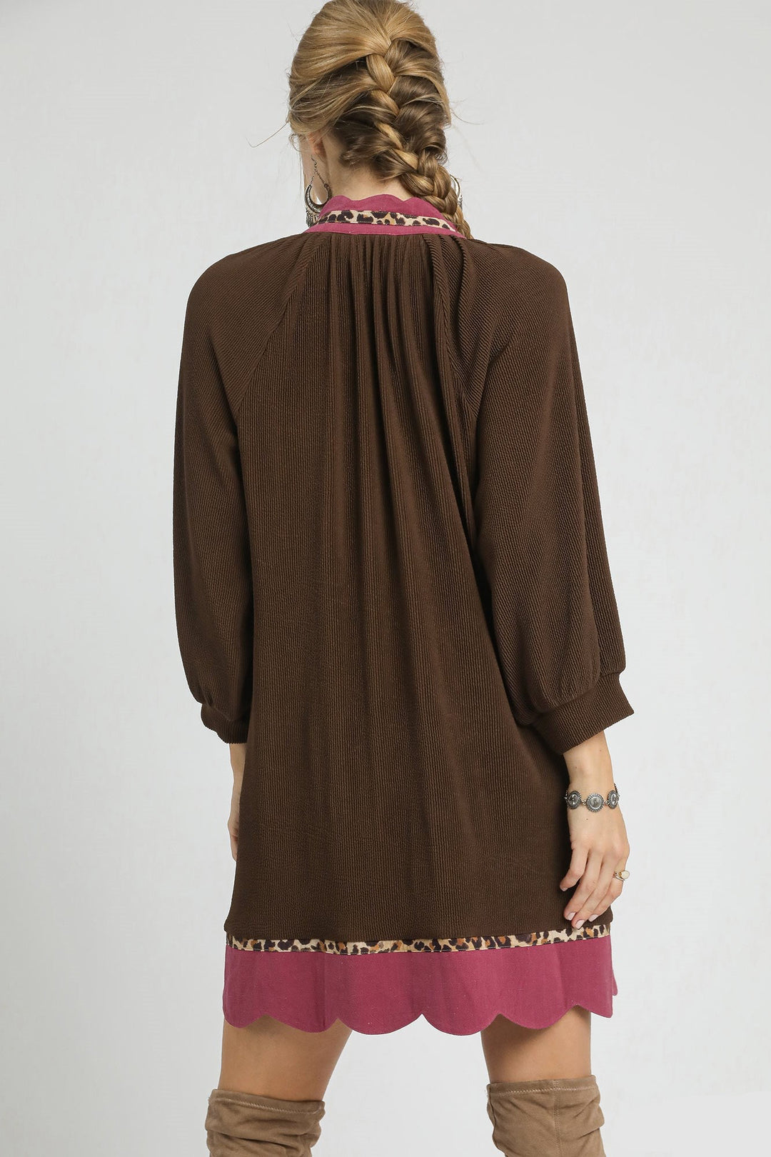Leopard Trim Tunic Dress