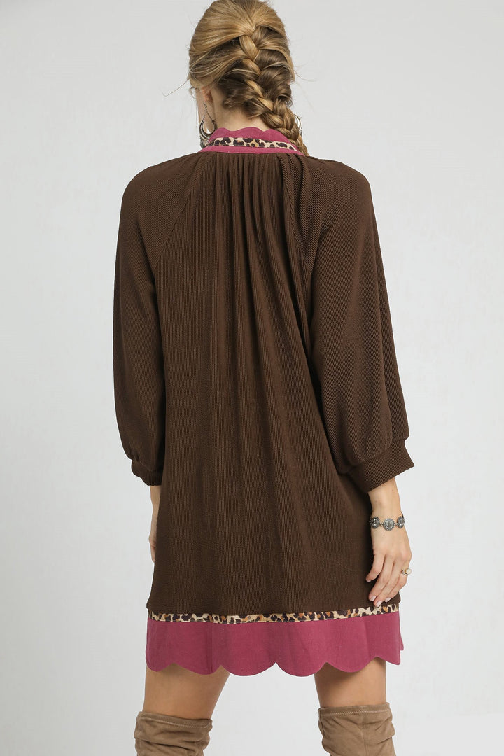 Leopard Trim Tunic Dress
