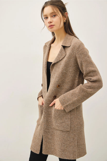 Trench Style Knit Cardigan