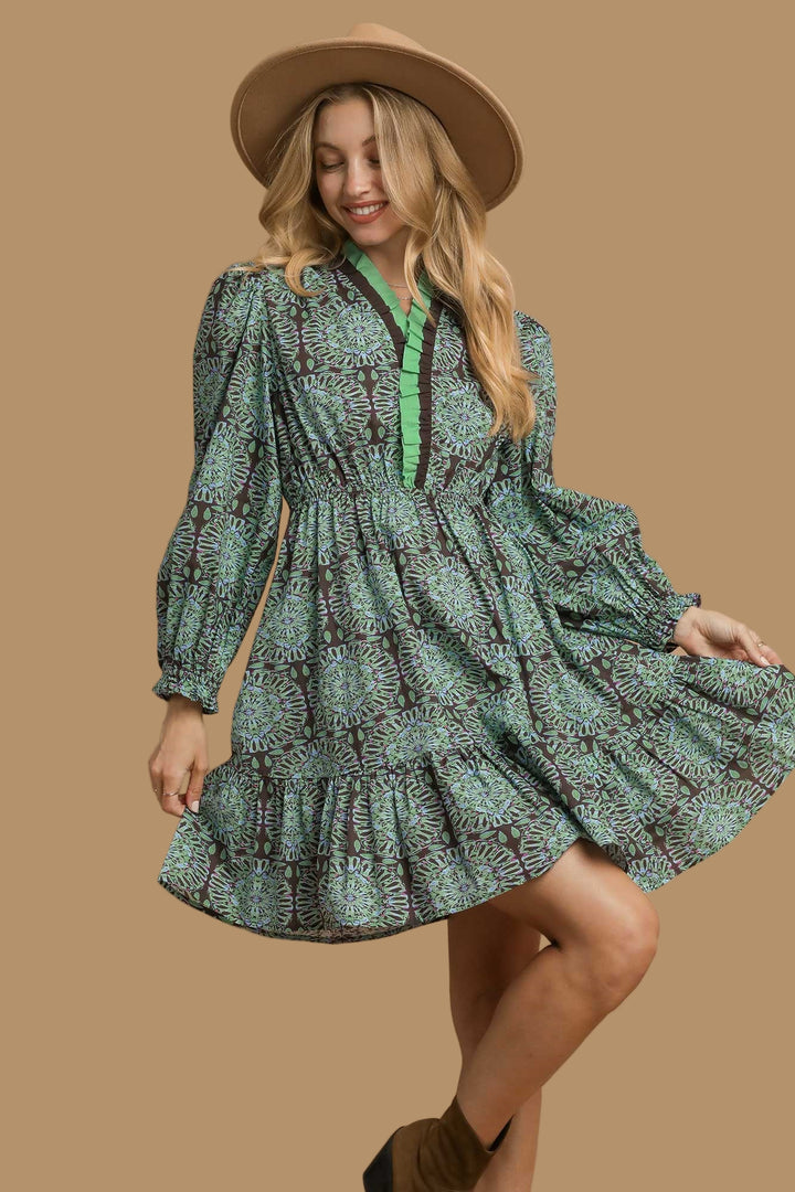 Two Tone Boho Midi Dress