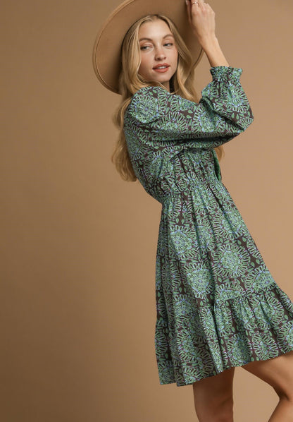 Two Tone Boho Midi Dress