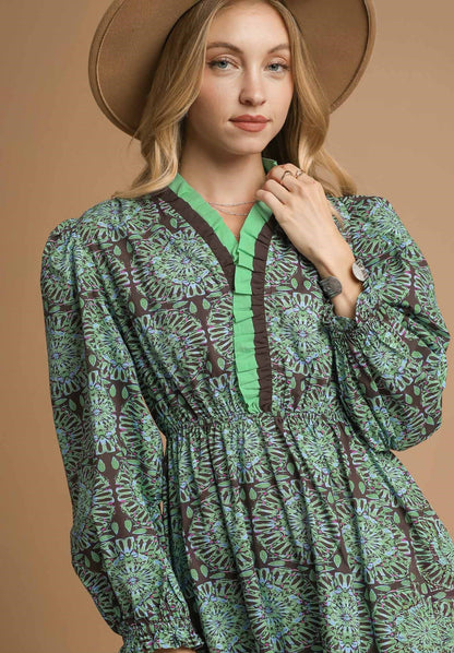 Two Tone Boho Midi Dress