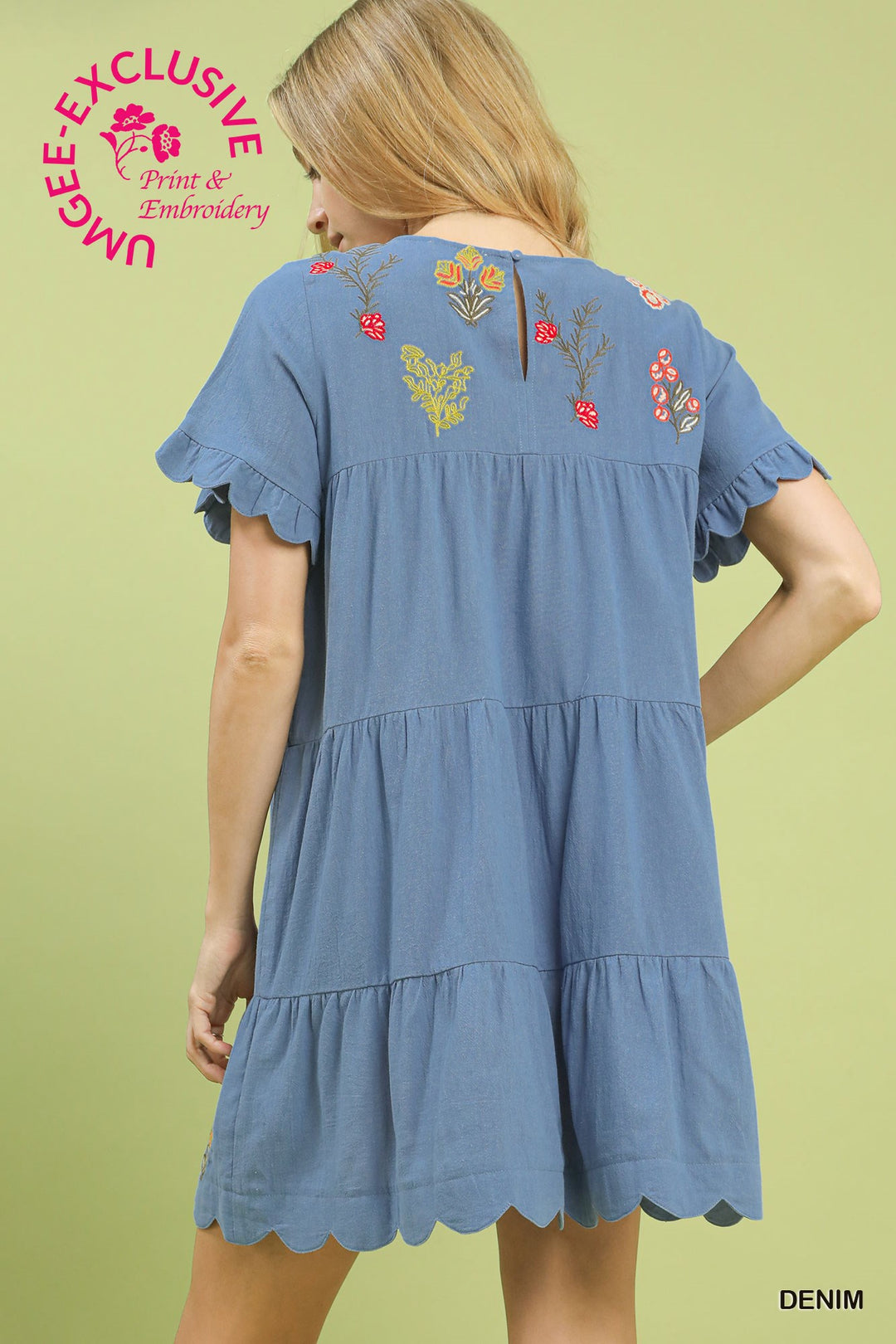 Floral Embroidery Babydoll Dress