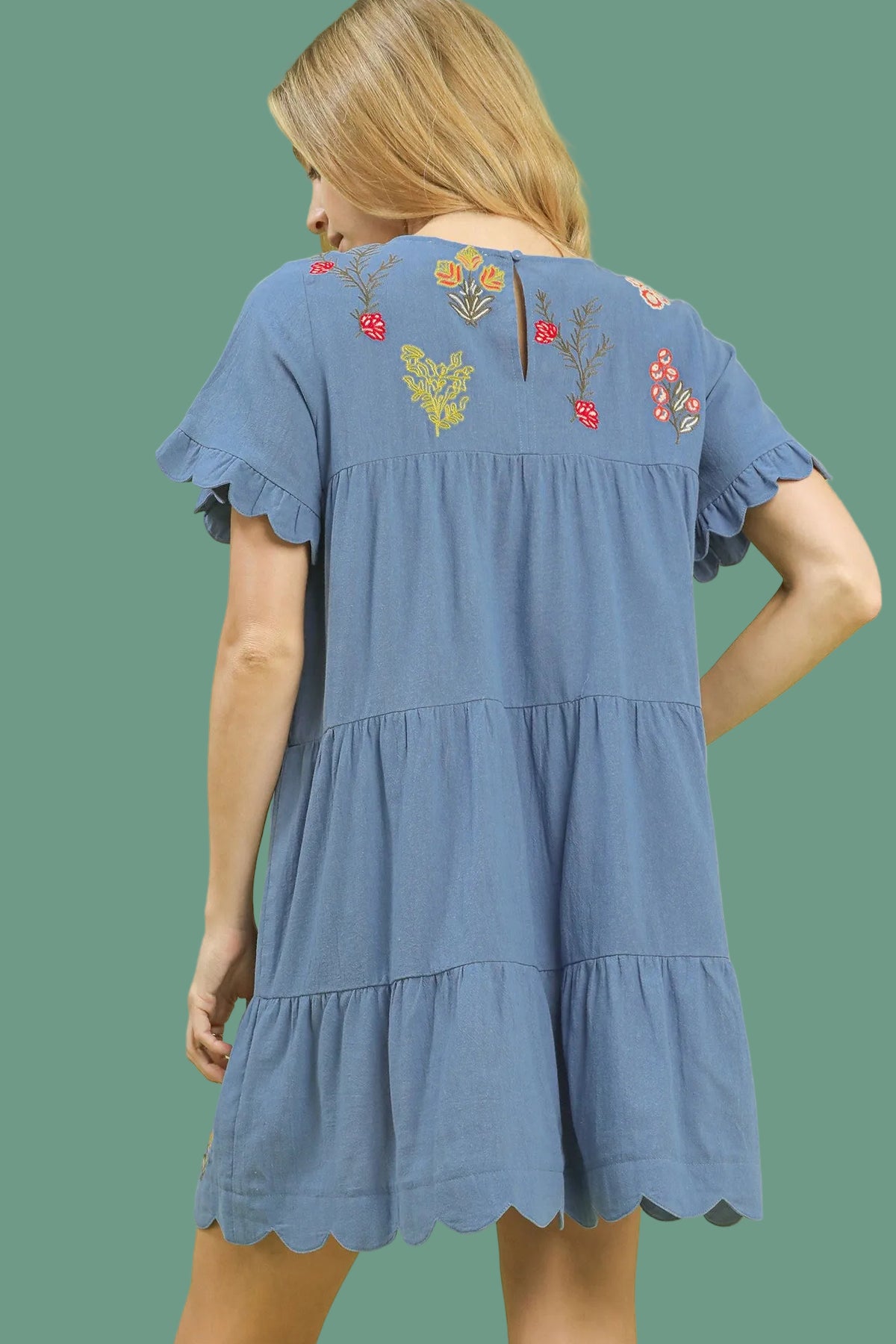 Floral Embroidery Babydoll Dress