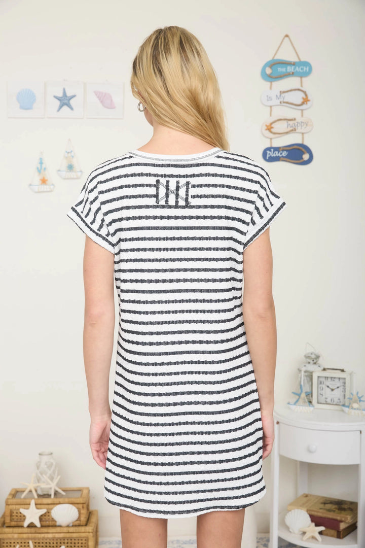Textured Striped T-Shirt Dress